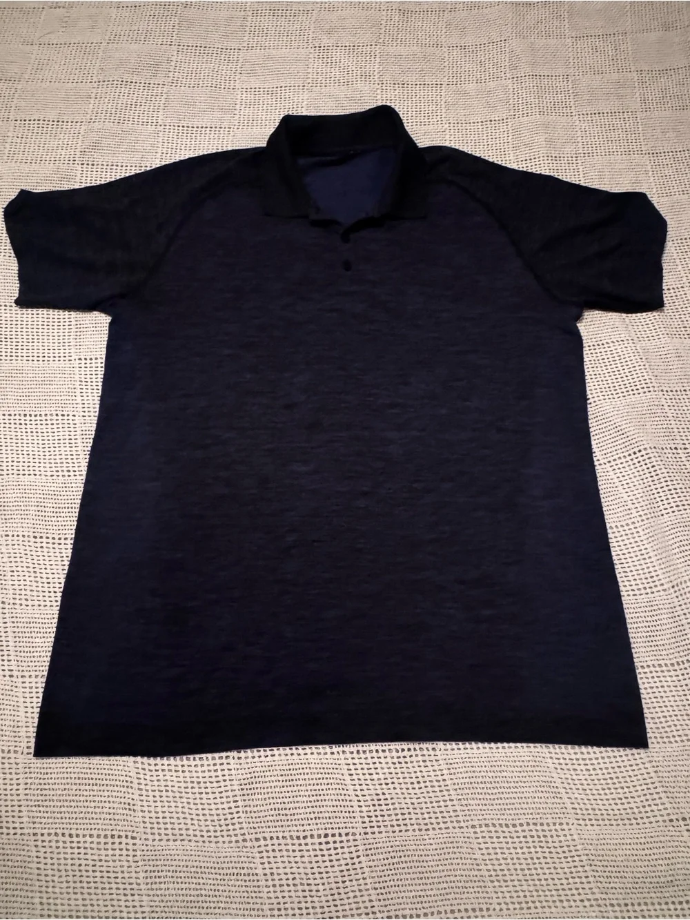 lululemon athletica Navy and Black Women’s Polo.  Blue/black heather.